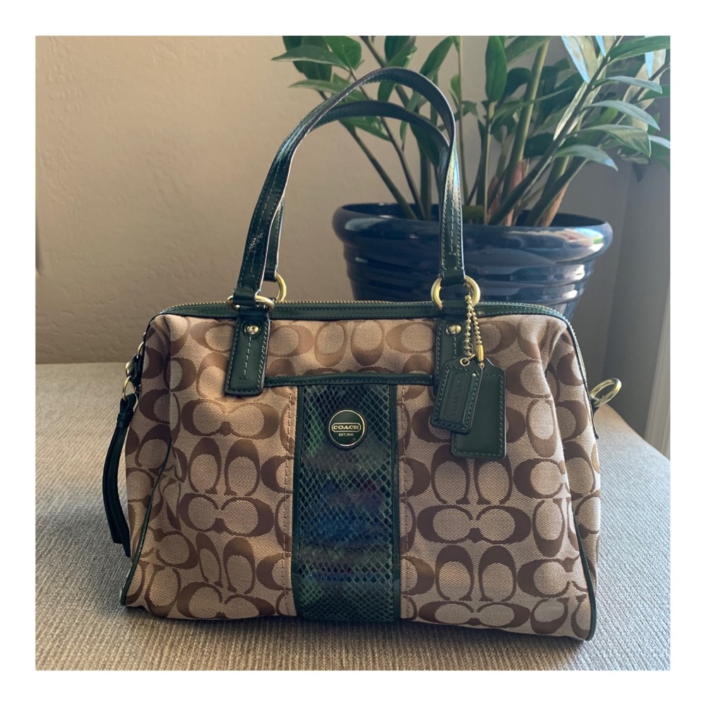 Coach Signature Stripe Python Carryall Satchel